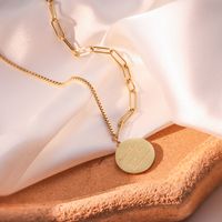 304 Stainless Steel 18K Gold Plated Simple Style Commute Plating Letter Double Layer Necklaces Pendant Necklace main image 5