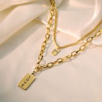 304 Stainless Steel 18K Gold Plated Simple Style Commute Plating Letter Double Layer Necklaces Pendant Necklace main image 6