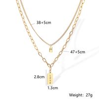 304 Stainless Steel 18K Gold Plated Simple Style Commute Plating Letter Double Layer Necklaces Pendant Necklace main image 2