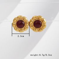 1 Pair Elegant Retro Round Plating Inlay Alloy Agate Artificial Pearls Agate 18k Gold Plated Ear Cuffs Ear Studs main image 2