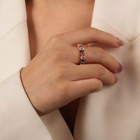 Elegant Glam Luxurious Solid Color Copper Plating Inlay Zircon 18k Gold Plated Open Rings sku image 11