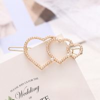 Women's Simple Style Heart Shape Alloy Plating Artificial Pearls Hair Clip main image 1
