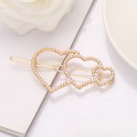 Women's Simple Style Heart Shape Alloy Plating Artificial Pearls Hair Clip sku image 1