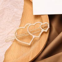 Women's Simple Style Heart Shape Alloy Plating Artificial Pearls Hair Clip main image 5