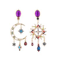 1 Pair Elegant Luxurious Sun Moon Plating Inlay Alloy Artificial Pearls Resin Rhinestones Gold Plated Drop Earrings main image 6