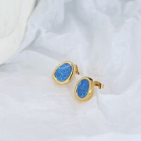 1 Pair Casual Simple Style Oval Enamel 304 Stainless Steel 18K Gold Plated Ear Studs main image 4