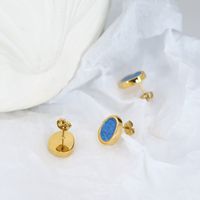 1 Pair Casual Simple Style Oval Enamel 304 Stainless Steel 18K Gold Plated Ear Studs main image 3