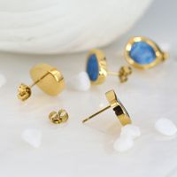 1 Pair Casual Simple Style Oval Enamel 304 Stainless Steel 18K Gold Plated Ear Studs main image 5