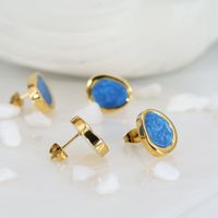 1 Pair Casual Simple Style Oval Enamel 304 Stainless Steel 18K Gold Plated Ear Studs main image 1
