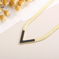 Stainless Steel 18K Gold Plated Simple Style Letter Acrylic Pendant Necklace main image 5