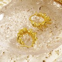 1 Par Estilo Vintage Espiral Acero Inoxidable 304 Chapados en oro de 18k Pendientes De Aro main image 4