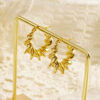 1 Pair Vintage Style Spiral 304 Stainless Steel 18K Gold Plated Hoop Earrings main image 5