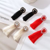 1 Pair Ig Style Bohemian Tassel Heart Shape Inlay Alloy Glass Gold Plated Drop Earrings main image 4