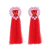 1 Pair Ig Style Bohemian Tassel Heart Shape Inlay Alloy Glass Gold Plated Drop Earrings main image 6