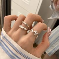 Wholesale Sweet Waves Solid Color Copper Silver Plated Open Rings main image 4