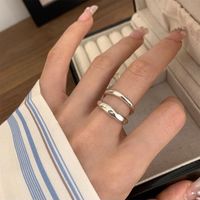 Wholesale Sweet Waves Solid Color Copper Silver Plated Open Rings main image 3