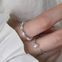 Wholesale Simple Style Solid Color Copper Inlay Silver Plated Pearl Rings main image 1