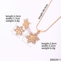 Casual Simple Style Classic Style Snowflake K Gold Plated Rhinestones Copper Wholesale Earrings Necklace Jewelry Set main image 3