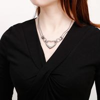 Basic Herzform Titan Stahl Halskette Mit Anhänger main image 10