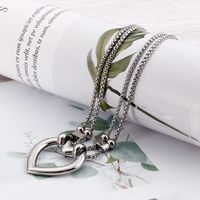 Basic Heart Shape Titanium Steel Pendant Necklace main image 4