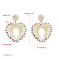 1 Pair Elegant Sweet Heart Shape Inlay Alloy Raffia Rhinestones Gold Plated Drop Earrings main image 2