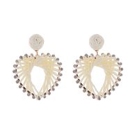 1 Pair Elegant Sweet Heart Shape Inlay Alloy Raffia Rhinestones Gold Plated Drop Earrings sku image 2