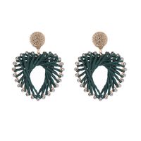 1 Pair Elegant Sweet Heart Shape Inlay Alloy Raffia Rhinestones Gold Plated Drop Earrings sku image 4