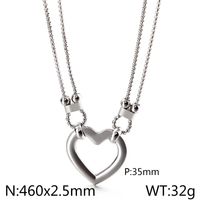 Basic Heart Shape Titanium Steel Pendant Necklace sku image 3