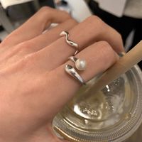 Simple Style Pearl Copper Plating Silver Plated Open Rings main image 2