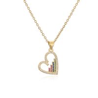 Ig Style Simple Style Heart Shape Copper Plating Inlay Zircon Gold Plated Pendant Necklace main image 8