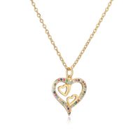 Ig Style Simple Style Heart Shape Copper Plating Inlay Zircon Gold Plated Pendant Necklace main image 7