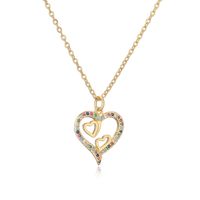 Ig Style Simple Style Heart Shape Copper Plating Inlay Zircon Gold Plated Pendant Necklace sku image 1