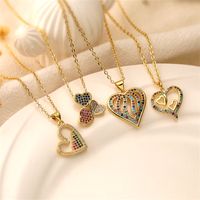 Ig Style Simple Style Heart Shape Copper Plating Inlay Zircon Gold Plated Pendant Necklace main image 1
