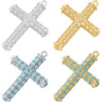 Hip-hop Exaggerated Punk Cross Copper Plating Inlay Zircon 18k Gold Plated Charms main image 1