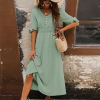 Women's Regular Dress Elegant V Neck Short Sleeve Solid Color Midi Dress Daily Tea Party main image 6