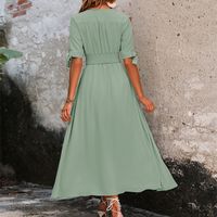 Women's Regular Dress Elegant V Neck Short Sleeve Solid Color Midi Dress Daily Tea Party main image 3