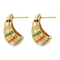 1 Pair Elegant Luxurious Shiny Water Droplets Plating Inlay Copper Zircon 18k Gold Plated Ear Studs main image 4
