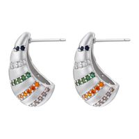 1 Pair Elegant Luxurious Shiny Water Droplets Plating Inlay Copper Zircon 18k Gold Plated Ear Studs main image 7