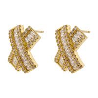 1 Pair Casual Luxurious Shiny Letter Plating Inlay Copper Zircon 18k Gold Plated Ear Studs main image 3