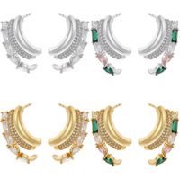 1 Pair Exaggerated Luxurious Punk Colorful Asymmetrical Plating Inlay Copper Zircon 18k Gold Plated Ear Studs main image 1