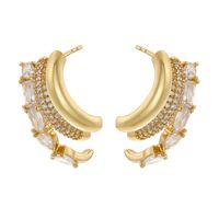 1 Pair Exaggerated Luxurious Punk Colorful Asymmetrical Plating Inlay Copper Zircon 18k Gold Plated Ear Studs sku image 2