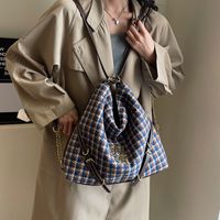 Women's Cloth Plaid Vintage Style Classic Style Square Zipper Underarm Bag sku image 1