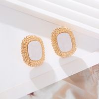 1 Pair Elegant Retro Oval Rectangle Plating Inlay Alloy Shell Gold Plated Ear Studs main image 4