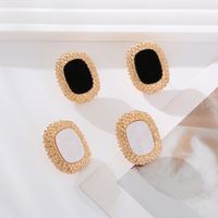 1 Pair Elegant Retro Oval Rectangle Plating Inlay Alloy Shell Gold Plated Ear Studs main image 1