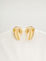 1 Pair Simple Style Leaf Plating Alloy 14k Gold Plated Ear Studs main image 4