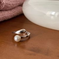 Simple Style Pearl Copper Plating Silver Plated Open Rings sku image 2
