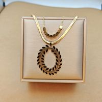 Glam Luxurious Classic Style Leaves Stainless Steel Enamel Plating 18k Gold Plated Pendant Necklace main image 3