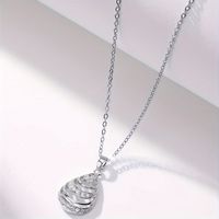 Elegant Solid Color Copper Plating Hollow Out White Gold Plated Pendant Necklace main image 1