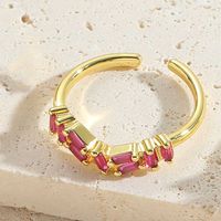 Vintage Style Simple Style Commute Solid Color Copper Plating Inlay Zircon 14k Gold Plated Open Rings main image 4