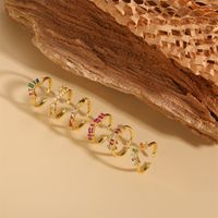 Vintage Style Simple Style Commute Solid Color Copper Plating Inlay Zircon 14k Gold Plated Open Rings main image 1
